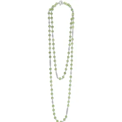 Fashion Long Peridot Beaded Necklace Silver