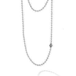 Best Long Silver Caviar Beaded Necklace Chains