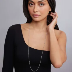 Best Long Silver Caviar Beaded Necklace Chains