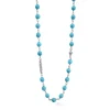 Sale Long Turquoise Beaded Necklace Silver
