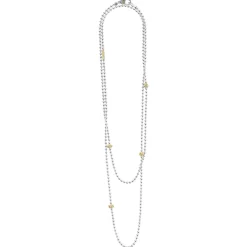 Sale Long Two-Tone Caviar Beaded Necklace Gemstones