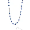 Best Long Ultramarine Ceramic Beaded Necklace Silver