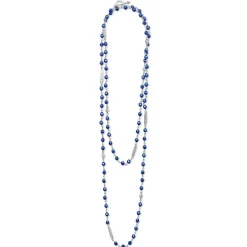 Best Long Ultramarine Ceramic Beaded Necklace Silver