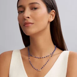 Discount Long Ultramarine Ceramic Beaded Necklace Long Necklaces