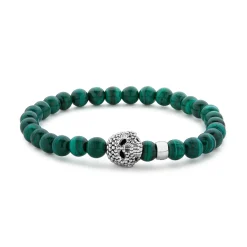 Clearance Malachite Skull Bracelet Silver
