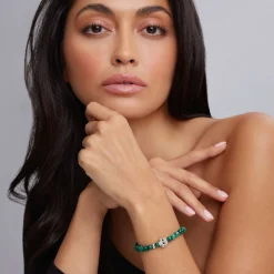 New Malachite Skull Bracelet Gemstones