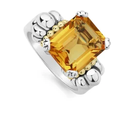 Discount Medium Emerald-Cut Citrine Ring Two-Tone