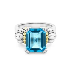 Flash Sale Medium Emerald-Cut Swiss Blue Topaz Ring Gemstones
