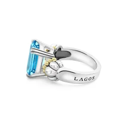 Flash Sale Medium Emerald-Cut Swiss Blue Topaz Ring Gemstones