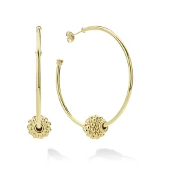 Clearance Medium 18K Gold Caviar Ball Hoop Earrings Hoop Earrings
