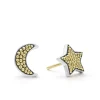 Outlet Moon And Star Stud Earrings Two-Tone