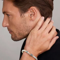 Clearance Morganite Skull Bracelet Silver