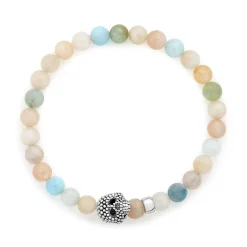 Clearance Morganite Skull Bracelet Silver