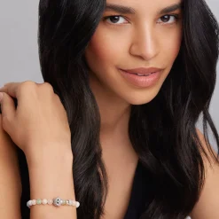 Clearance Morganite Skull Bracelet Silver