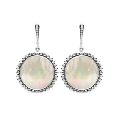 Best Mother Of Pearl Circle Drop Earrings Silver