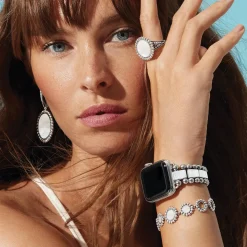 Best Mother Of Pearl Circle Drop Earrings Silver