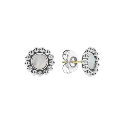New Mother Of Pearl Circle Stud Earrings Silver