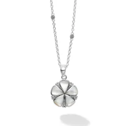 Hot Mother Of Pearl Flower Pendant Necklace Silver