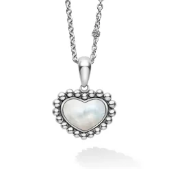 Clearance Mother Of Pearl Heart Necklace Silver