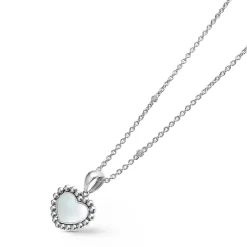 Clearance Mother Of Pearl Heart Necklace Silver