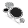 Clearance Onyx And Diamond Circle Statement Ring Silver