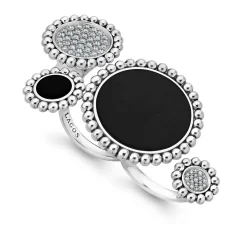 Shop Onyx And Diamond Circle Statement Ring Gemstones