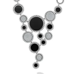 New Onyx And Diamond Statement Bib Necklace Gemstones