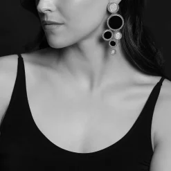 Discount Onyx And Diamond Statement Earrings Silver