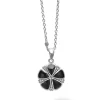 Store Onyx Flower Pendant Necklace Silver