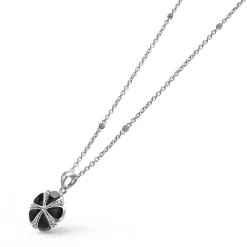 Store Onyx Flower Pendant Necklace Silver