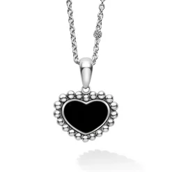 Cheap Onyx Heart Necklace Silver
