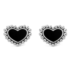 Hot Onyx Heart Stud Earrings Gemstones