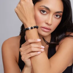 Outlet Onyx Silver Station Bead Bracelet Silver