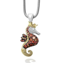 Store Orange Sapphire And Diamond Seahorse Pendant Necklace Diamonds