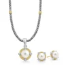 New Pearl Diamond Earring And Necklace Gift Set Silver