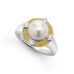 Sale Pearl Diamond Ring Two-Tone