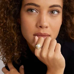 Sale Pearl Diamond Ring Two-Tone