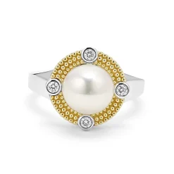Sale Pearl Diamond Ring Two-Tone