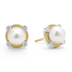 Outlet Pearl Diamond Stud Earrings Diamonds