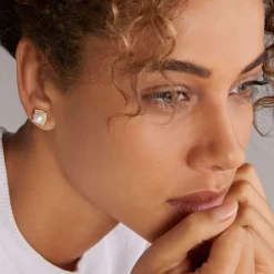 Outlet Pearl Diamond Stud Earrings Diamonds