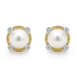 Outlet Pearl Diamond Stud Earrings Diamonds