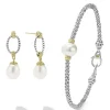 Sale Pearl Earrings And Bracelet Gift Set Two-Tone