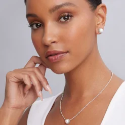 Store Pearl Earrings And Necklace Gift Set Pearl