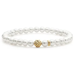 Cheap Pearl Gold Station Bead Bracelet Gold