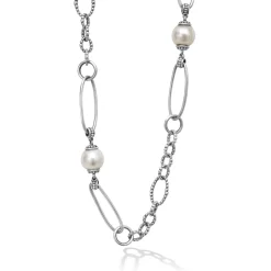 Hot Pearl Link Necklace Silver