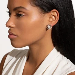 Best Sale Pearl Love Knot Earrings Two-Tone