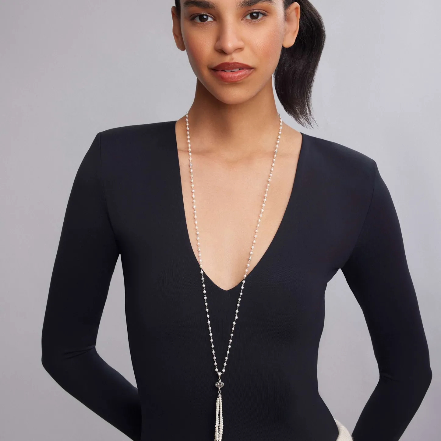 Flash Sale Pearl Tassel Pendant Necklace Silver