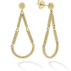Cheap Petite 18K Gold Superfine Caviar Tear Drop Earrings Drop Earrings