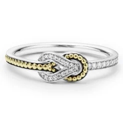 Shop Petite Two-Tone Knot Diamond Ring Diamonds