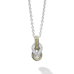 Clearance Petite Two-Tone Knot Diamond Pendant Necklace Two-Tone